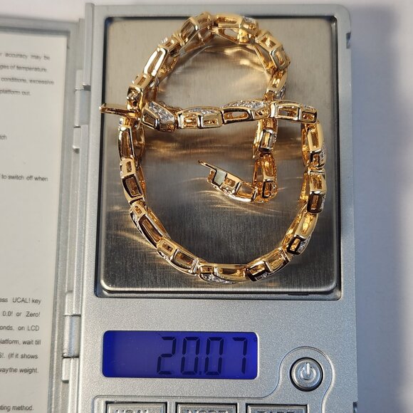 VTG 1992 Ross Simmons Diamond Chevron Tennis Link Bracelet 18K/925 7.5" 20g - Picture 14 of 14